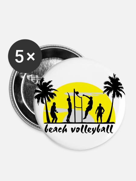 beach volleyball - Buttons groß 56 mm (5er Pack) - Weiß