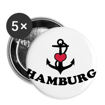 21 Hamburg Anker Herz 2c - Buttons groß 56 mm (5er Pack) - Weiß - Vorne