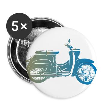 Simson Schwalbe KR51 - Buttons groß 56 mm (5er Pack) - Weiß - Vorne