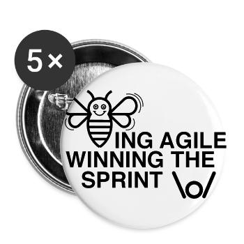 BEING AGILE WINNING THE SPRINT - Buttons groß 56 mm (5er Pack) - Weiß - Vorne