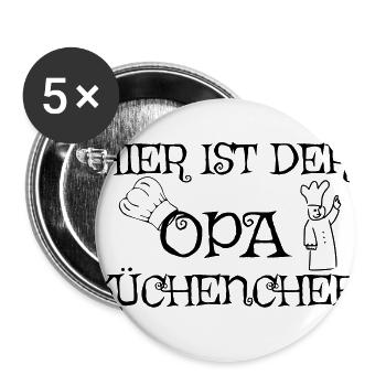 Hier ist der Opa Küchenchef - Buttons groß 56 mm (5er Pack) - Weiß - Vorne