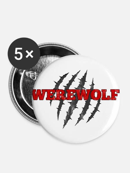 Werwolf / Halloween: Werewolf - Buttons groß 56 mm (5er Pack) - Weiß
