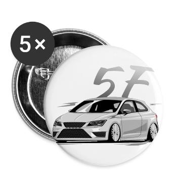 Leon de la fr, faible, profond, Stanced, Cupra - Lot de 5 grands badges (56 mm) - blanc - Devant