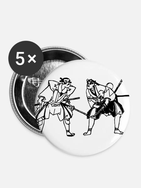 Samurai - Buttons groß 56 mm (5er Pack) - Weiß