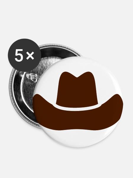 Cowboyhut Geschenk - Buttons groß 56 mm (5er Pack) - Weiß