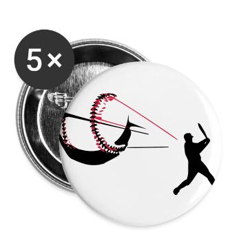 Baseball - Buttons groß 56 mm (5er Pack) - Weiß - Vorne