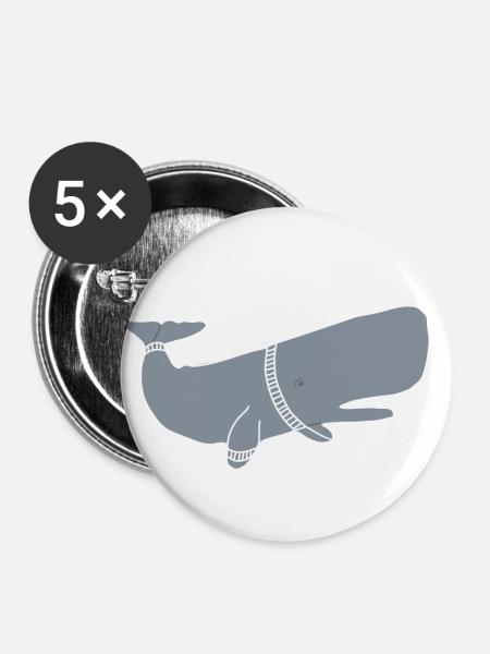 SPACE WHALE - Buttons groß 56 mm (5er Pack) - Weiß