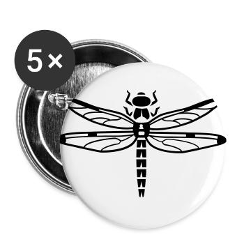 Dragonfly - insectes - Lot de 5 grands badges (56 mm) - blanc - Devant