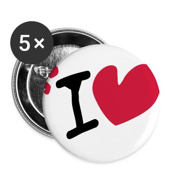 i_heart txt Herzen lieben Vektor-Kunst - Buttons groß 56 mm (5er Pack) - Weiß - Vorne