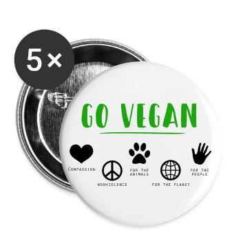 végan - Lot de 5 grands badges (56 mm) - blanc - Devant