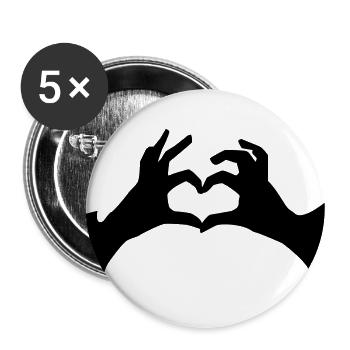 Hände Herz liebe treue Geschenk Partner Zusammen - Buttons groß 56 mm (5er Pack) - Weiß - Vorne
