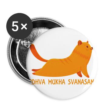 Coole Urdhva Mukha Svanasana Yoga Pose Liebe CatYoga - Buttons groß 56 mm (5er Pack) - Weiß - Vorne
