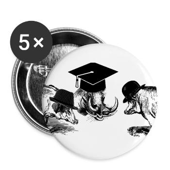 Schweine mit Hüten2 - Buttons groß 56 mm (5er Pack) - Weiß - Vorne
