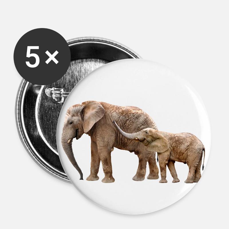 Elephant - Buttons large 2.2''/56 mm (5-pack) - white