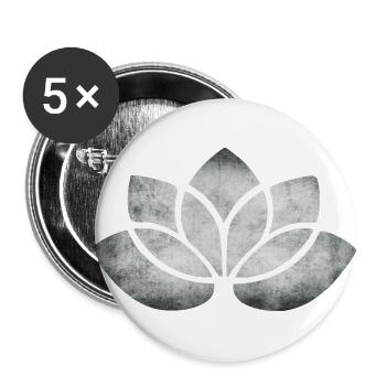 yoga lotus blume silber - Buttons groß 56 mm (5er Pack) - Weiß - Vorne