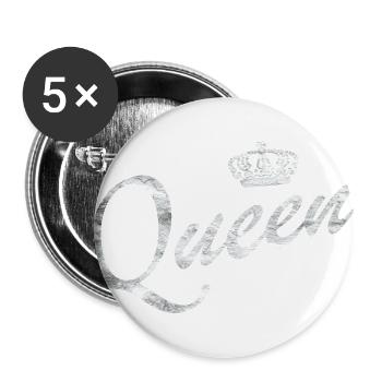 Reine PartnerLook King & Queen cadeau - Lot de 5 grands badges (56 mm) - blanc - Devant
