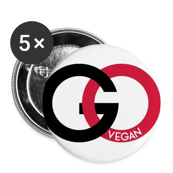 GO VEGAN SIGN - Buttons groß 56 mm (5er Pack) - Weiß - Vorne