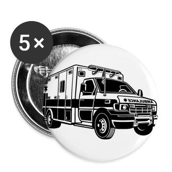Ambulance / ambulance 01_black white - Buttons large 2.2''/56 mm (5-pack) - white - Front