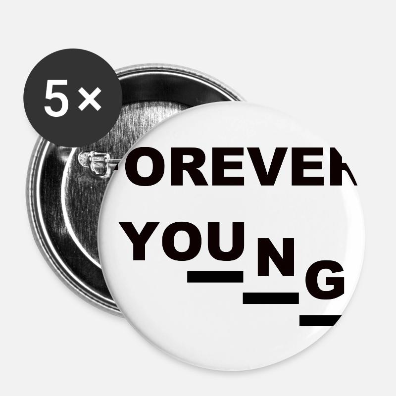 Forever Young (1) - Buttons large 2.2''/56 mm (5-pack) - white