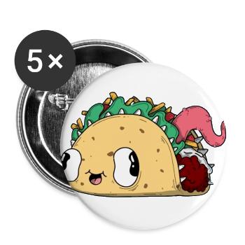 Taco - Buttons groß 56 mm (5er Pack) - Weiß - Vorne