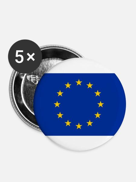EU Fahne - Buttons groß 56 mm (5er Pack) - Weiß