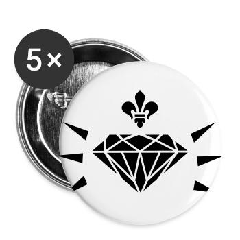 Diamant mit Lilie / diamond with fleur de lis (1c) - Buttons groß 56 mm (5er Pack) - Weiß - Vorne