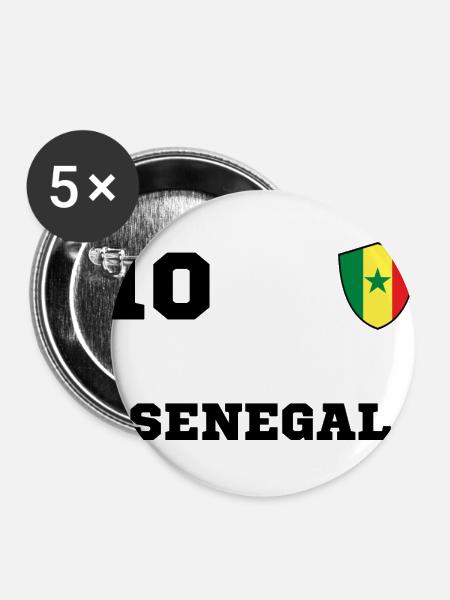 SENEGAL Team Mannschaft - Buttons groß 56 mm (5er Pack) - Weiß