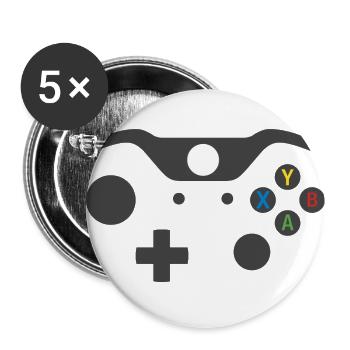 Manette de jeux vidéo 2 - Lot de 5 grands badges (56 mm) - blanc - Devant