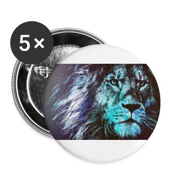 Lion bleu - Lot de 5 grands badges (56 mm) - blanc - Devant
