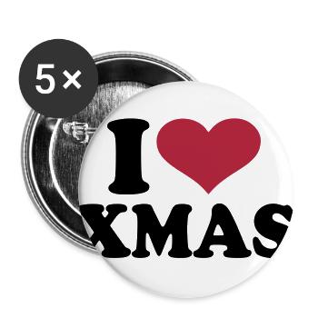 I love xmas christmas - Lot de 5 grands badges (56 mm) - blanc - Devant