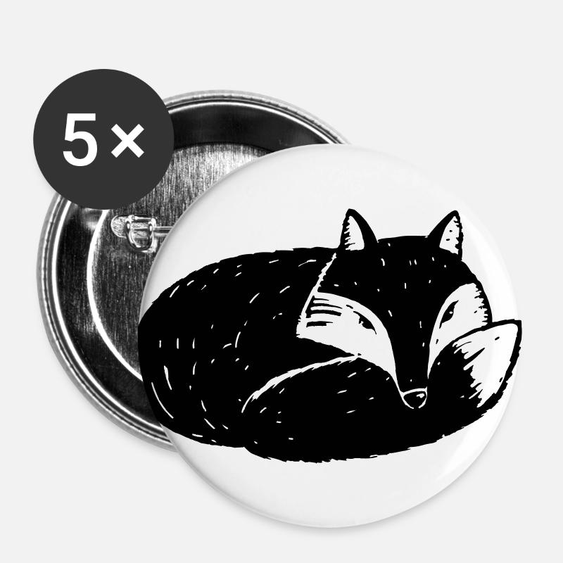 Fuchs - Buttons groß 56 mm (5er Pack) - Weiß