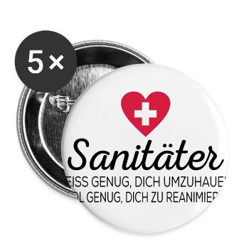 Ambulance man - Buttons large 2.2''/56 mm (5-pack) - white - Front