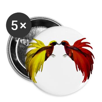 2 little birds of paradise yellow, red - Buttons large 2.2''/56 mm (5-pack) - white - Front