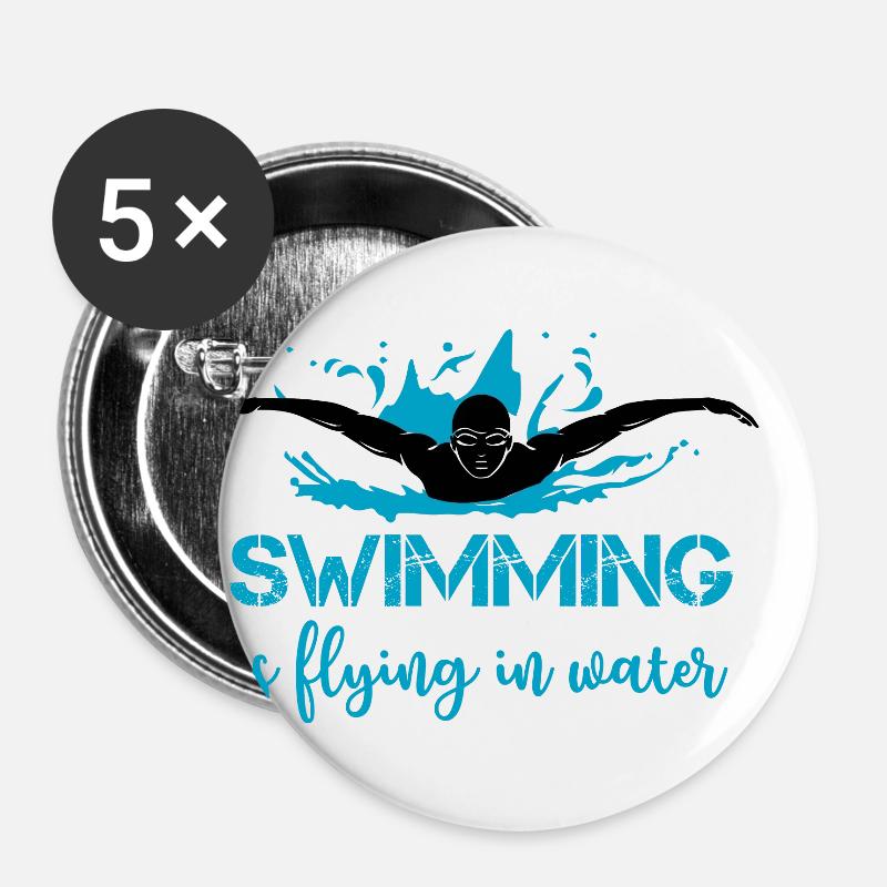 Swimming - Buttons large 2.2''/56 mm (5-pack) - white