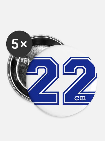 22 Zentimeter - Buttons groß 56 mm (5er Pack) - Weiß