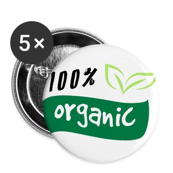 100% Organic Organic Green Logo Natur Öko Bio - Buttons large 2.2''/56 mm (5-pack) - white - Front