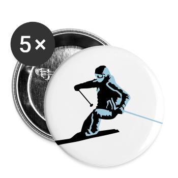 skiing, skier - Buttons large 2.2''/56 mm (5-pack) - white - Front