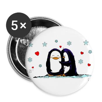 Amour de pingouin - Lot de 5 grands badges (56 mm) - blanc - Devant