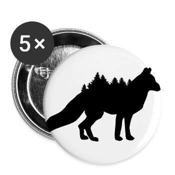 Renard, Fox and Forest - Lot de 5 grands badges (56 mm) - blanc - Devant