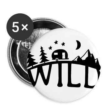 Wild Forest Mountain Wohnmobil - Buttons groß 56 mm (5er Pack) - Weiß - Vorne