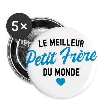 le meilleur petit frère du monde - Lot de 5 grands badges (56 mm) - blanc - Devant