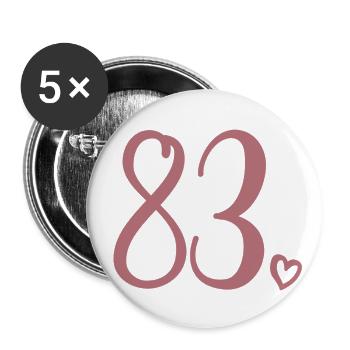Mignon numéro 83, 83 ans, cadeau de 83e anniversaire - Lot de 5 grands badges (56 mm) - blanc - Devant