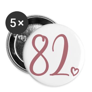 Süße Nummer 82, 82 Jahre alt, Geschenk zum 82. Geburtstag - Buttons groß 56 mm (5er Pack) - Weiß - Vorne