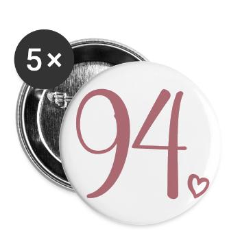 Cute Number 94, 94 Years Old, 94th Birthday Gift - Buttons large 2.2''/56 mm (5-pack) - white - Front