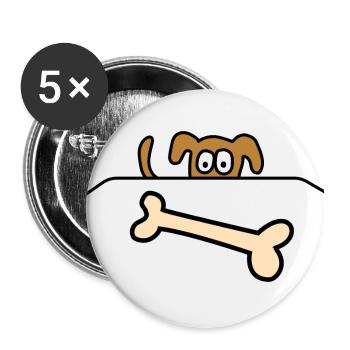 Chien en os - Lot de 5 grands badges (56 mm) - blanc - Devant