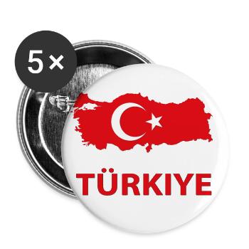 Türkiye - Buttons groß 56 mm (5er Pack) - Weiß - Vorne