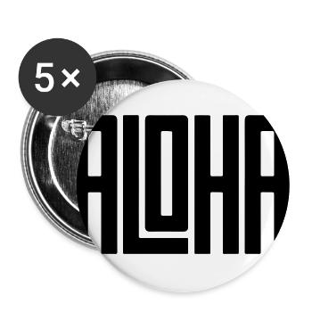 Aloha Typografie Kunst - Buttons groß 56 mm (5er Pack) - Weiß - Vorne