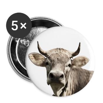 Die Kleine Hochnase-Kuh - Buttons groß 56 mm (5er Pack) - Weiß - Vorne