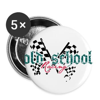 old school racing - Buttons groß 56 mm (5er Pack) - Weiß - Vorne