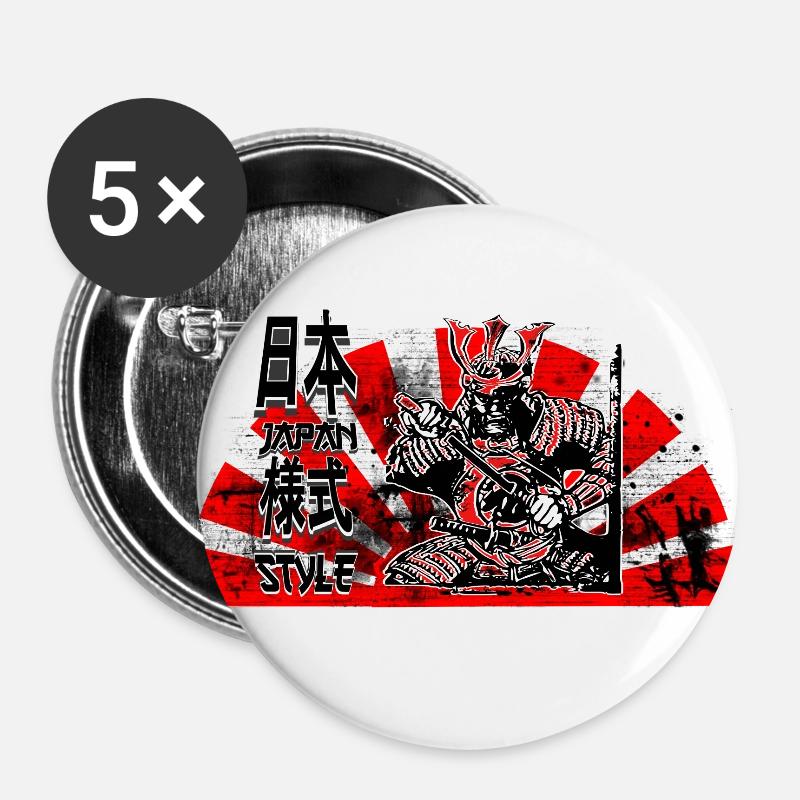 Samurai Japan Style - Buttons large 2.2''/56 mm (5-pack) - white